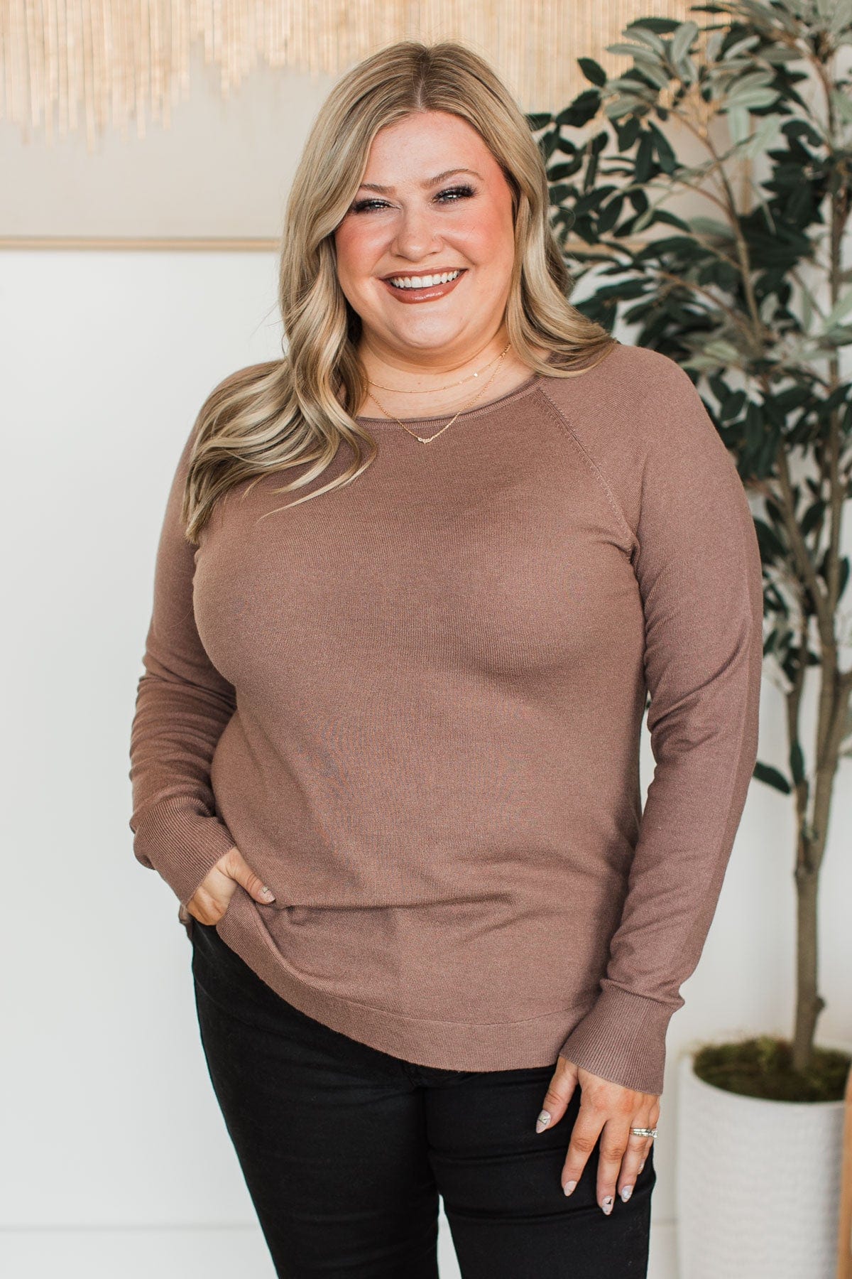 Butter Me Up Knit Sweater- Mocha - Image 2