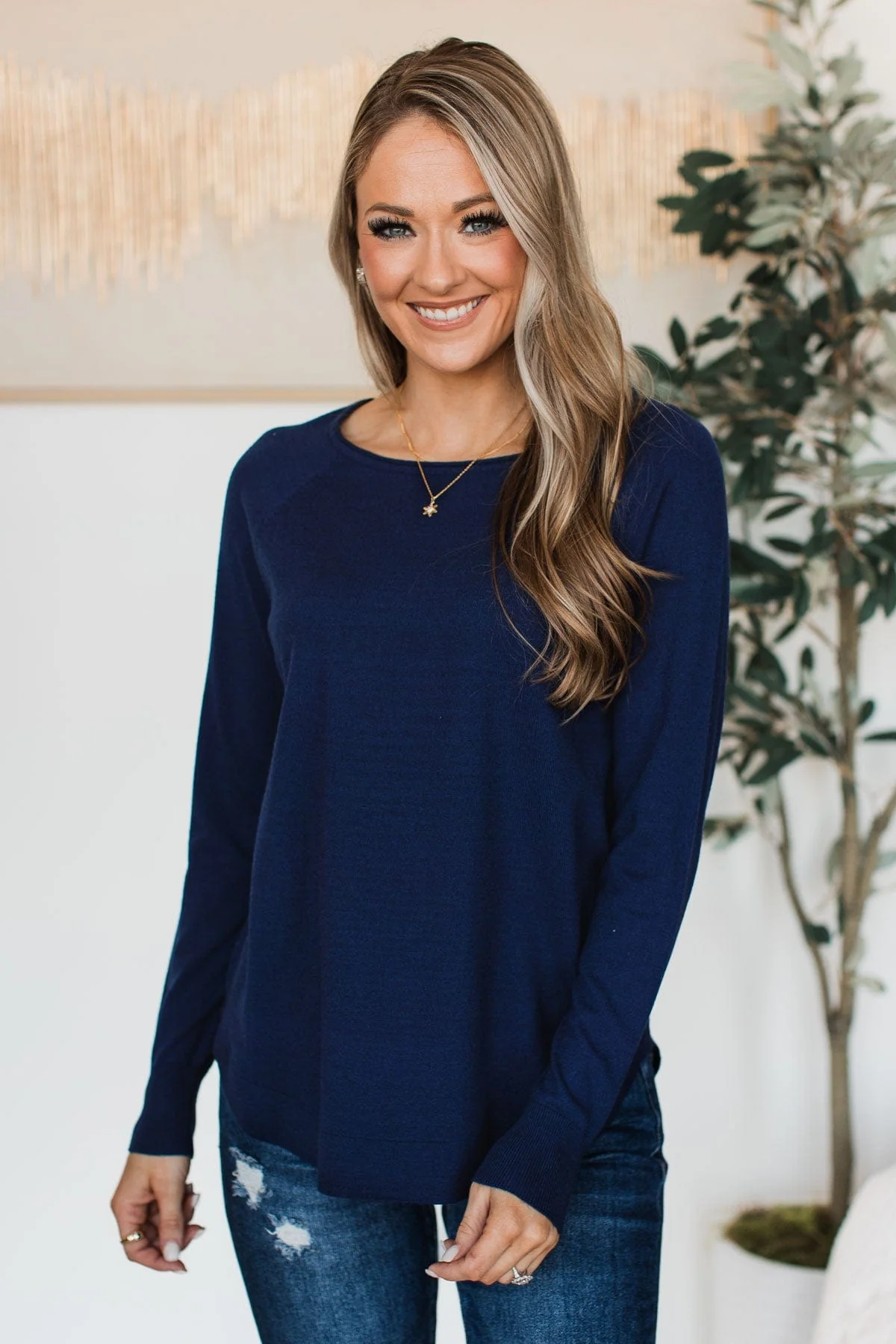 Butter Me Up Knit Sweater- Navy - Image 3