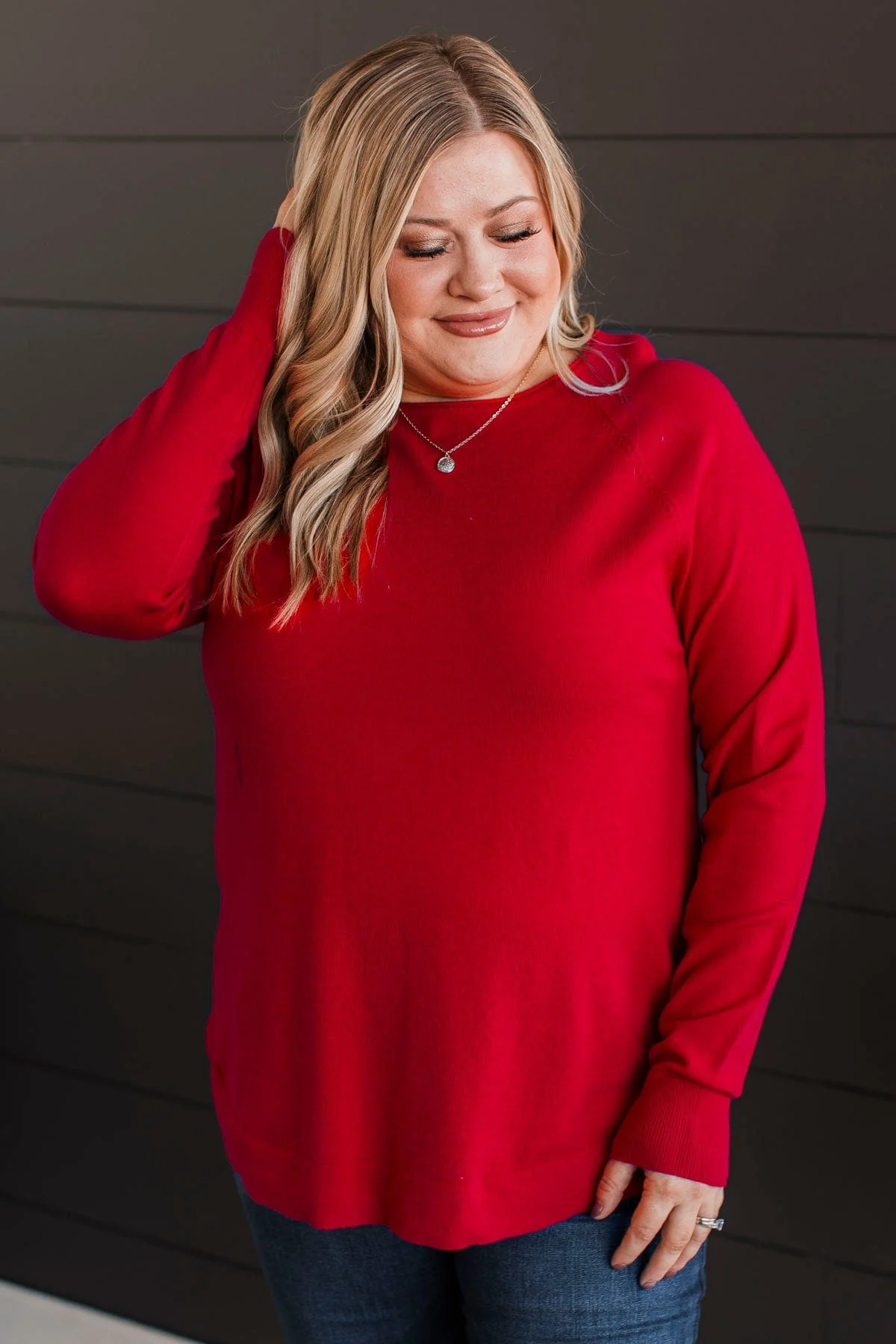 Butter Me Up Knit Sweater- Red - Image 3