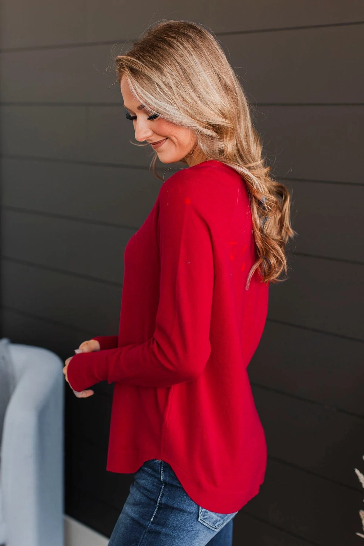 Butter Me Up Knit Sweater- Red - Image 4