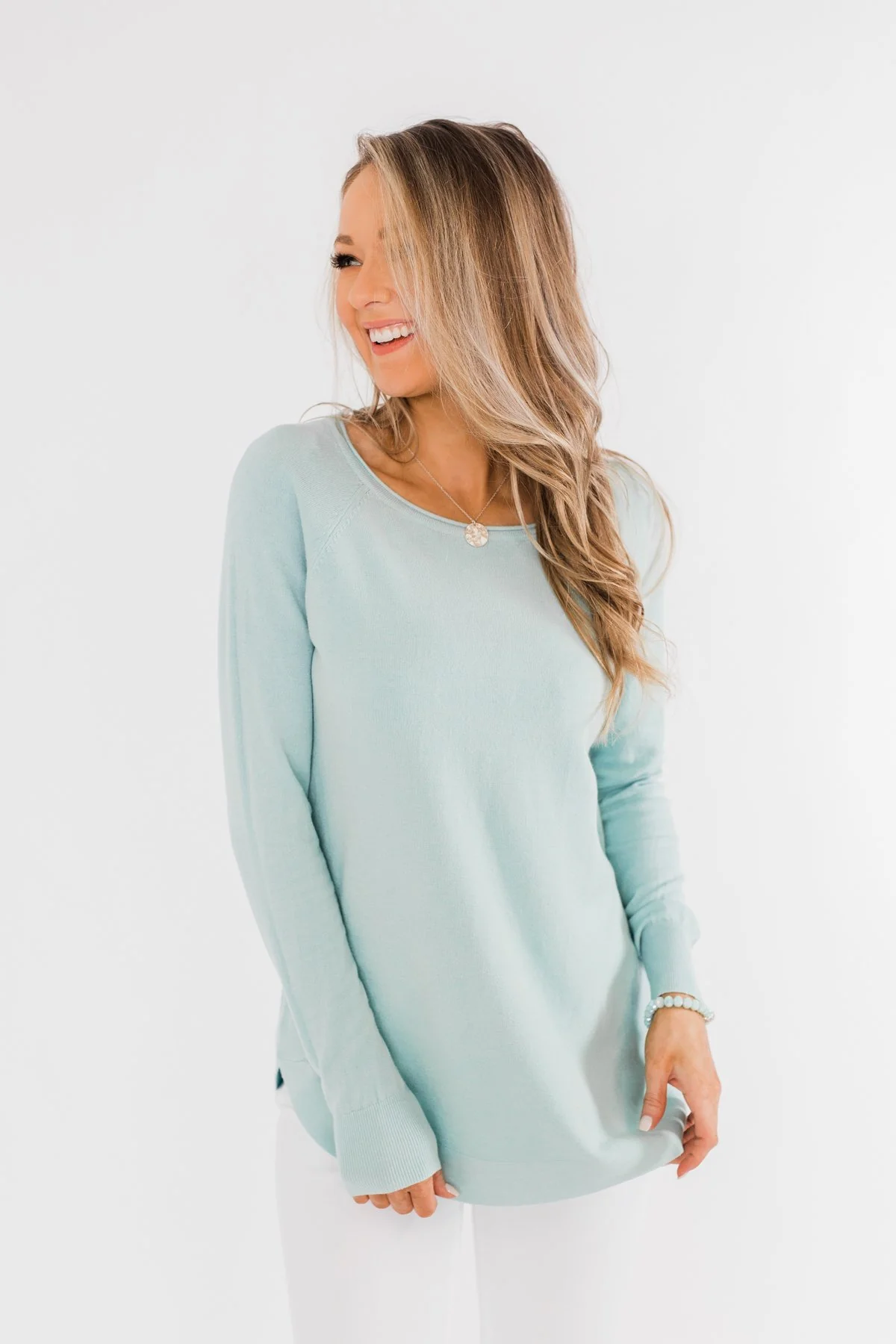 Butter Me Up Sweater- Soft Mint Blue - Image 5