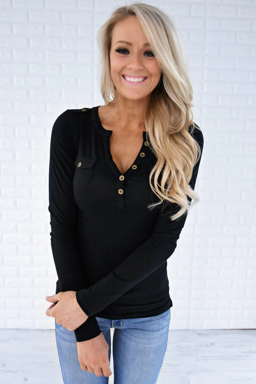 Button Top - Black - Image 2