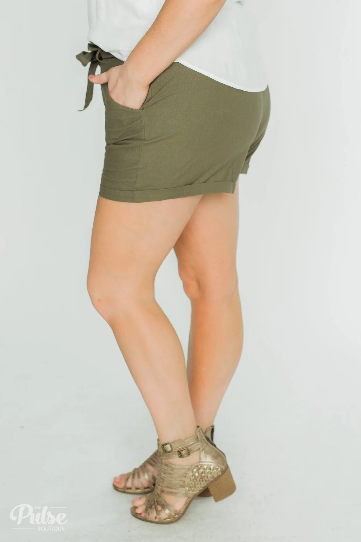 Button-Up Shorts- Olive - Image 10