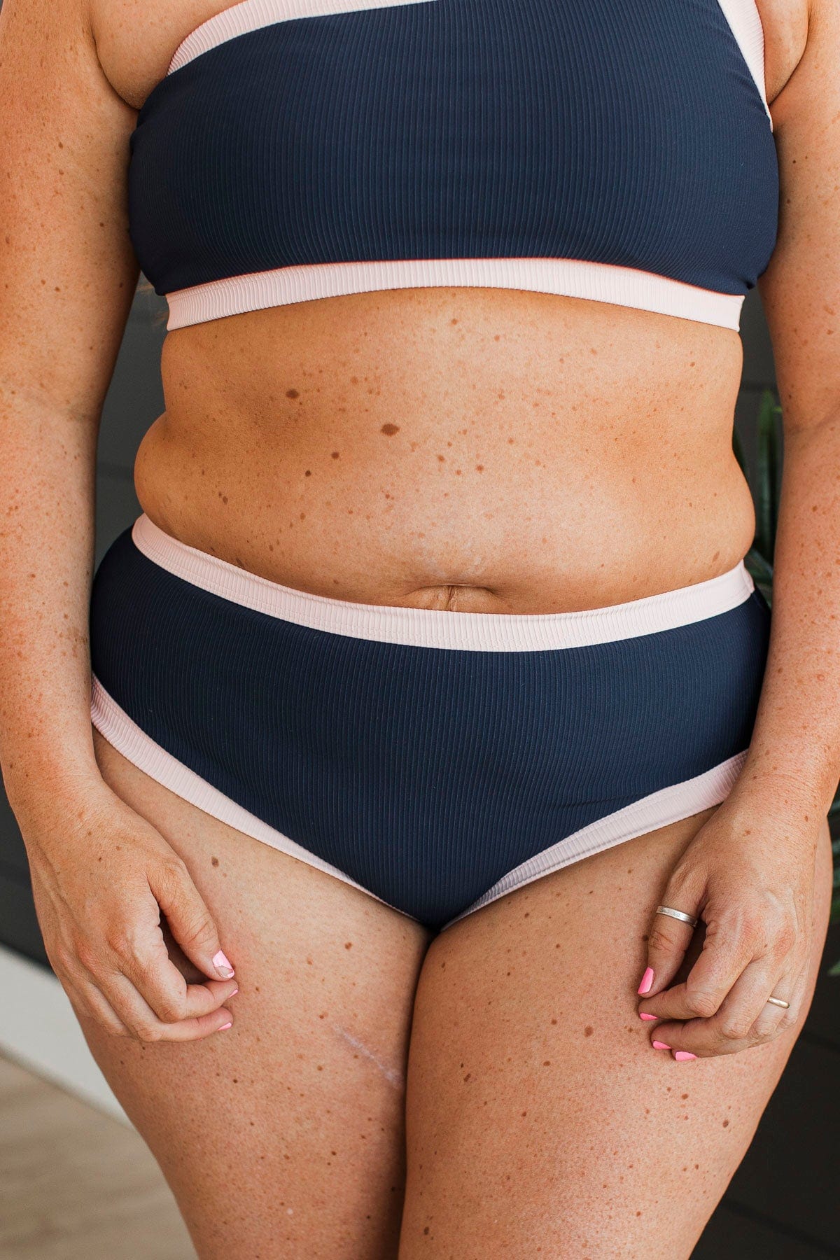 By The Boardwalk Swim Bottoms- Navy & Baby Pink - Image 3