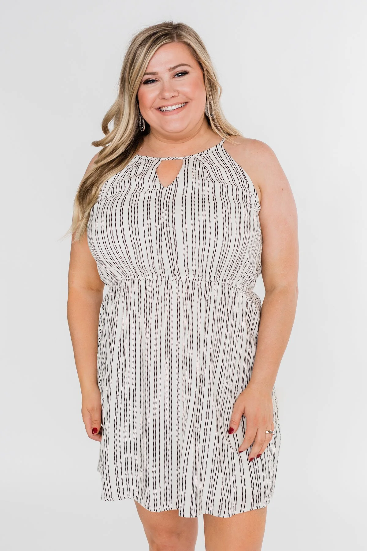 By the Way Striped Halter Dress- Ivory - Image 8