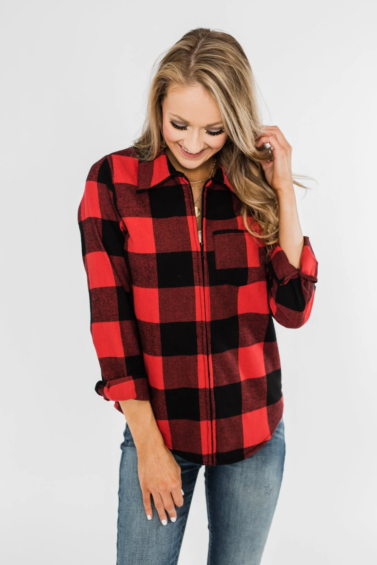 Cabin Fever Zip-Up Jacket- Buffalo Plaid - Image 5
