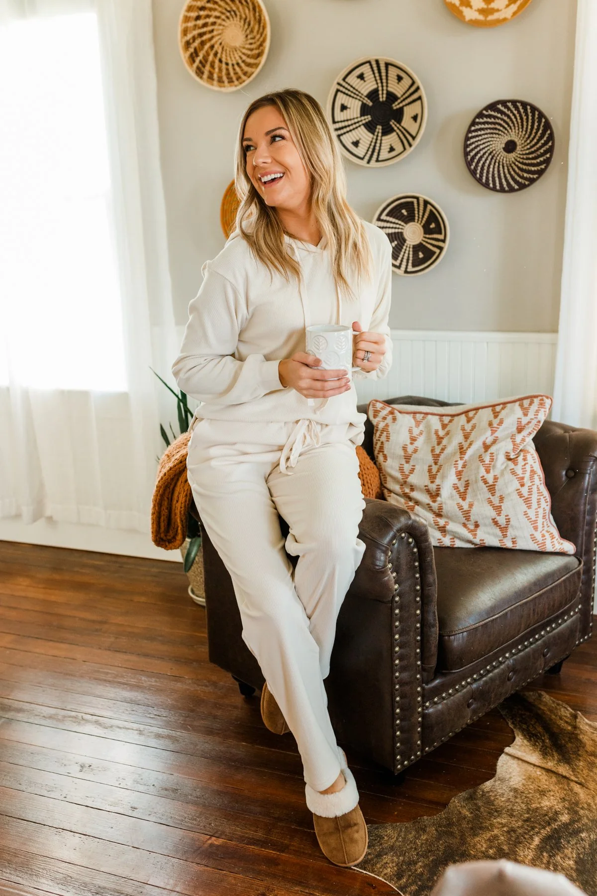 Call It Comfort Ribbed Hoodie- Cream - Image 7