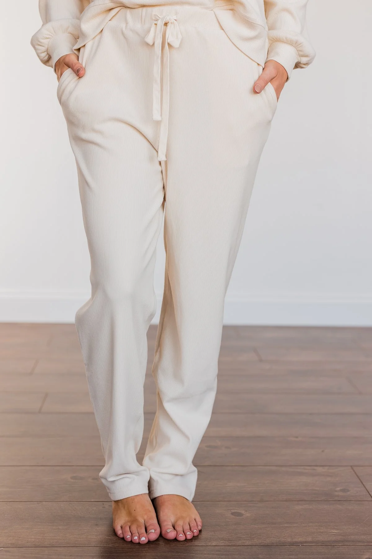 Call It Comfort Ribbed Lounge Pants- Cream - Image 10