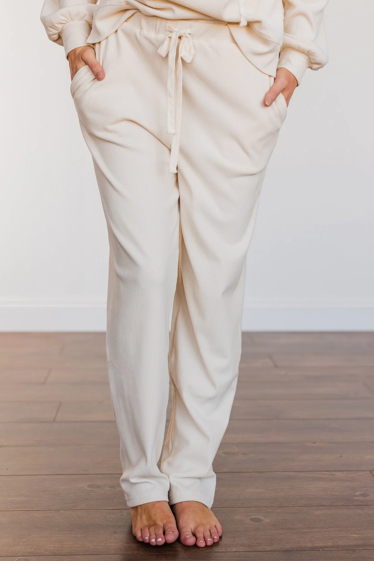 Call It Comfort Ribbed Lounge Pants- Cream - Image 11