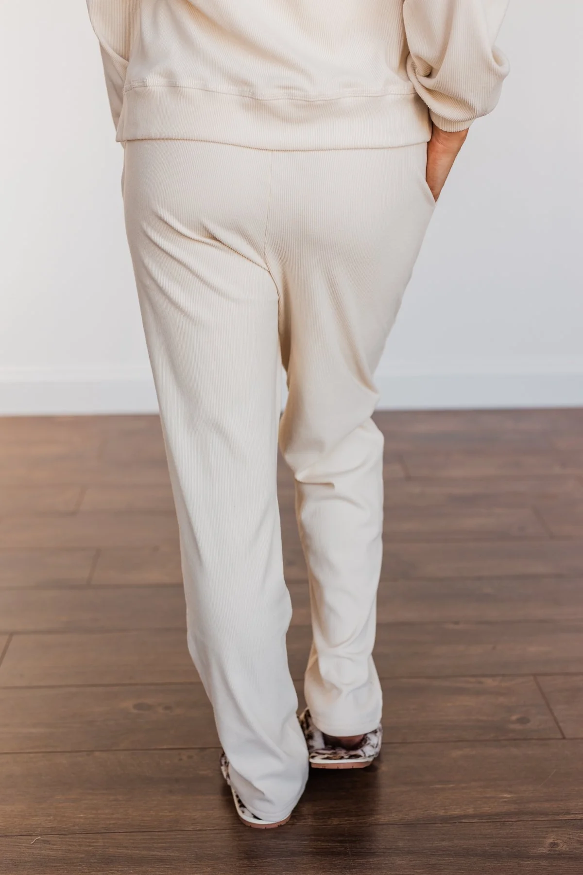 Call It Comfort Ribbed Lounge Pants- Cream - Image 8