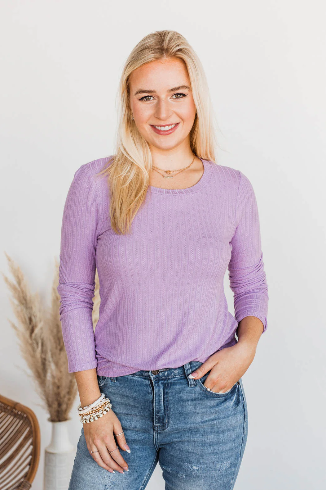 Call Me Soon Long Sleeve Top- Lavender - Image 3