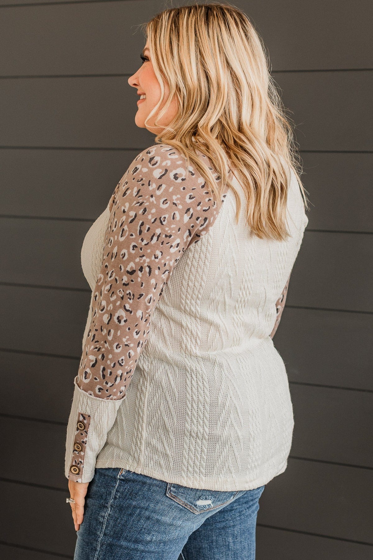Call Your Shot Knit Top- Ivory & Mocha - Image 5