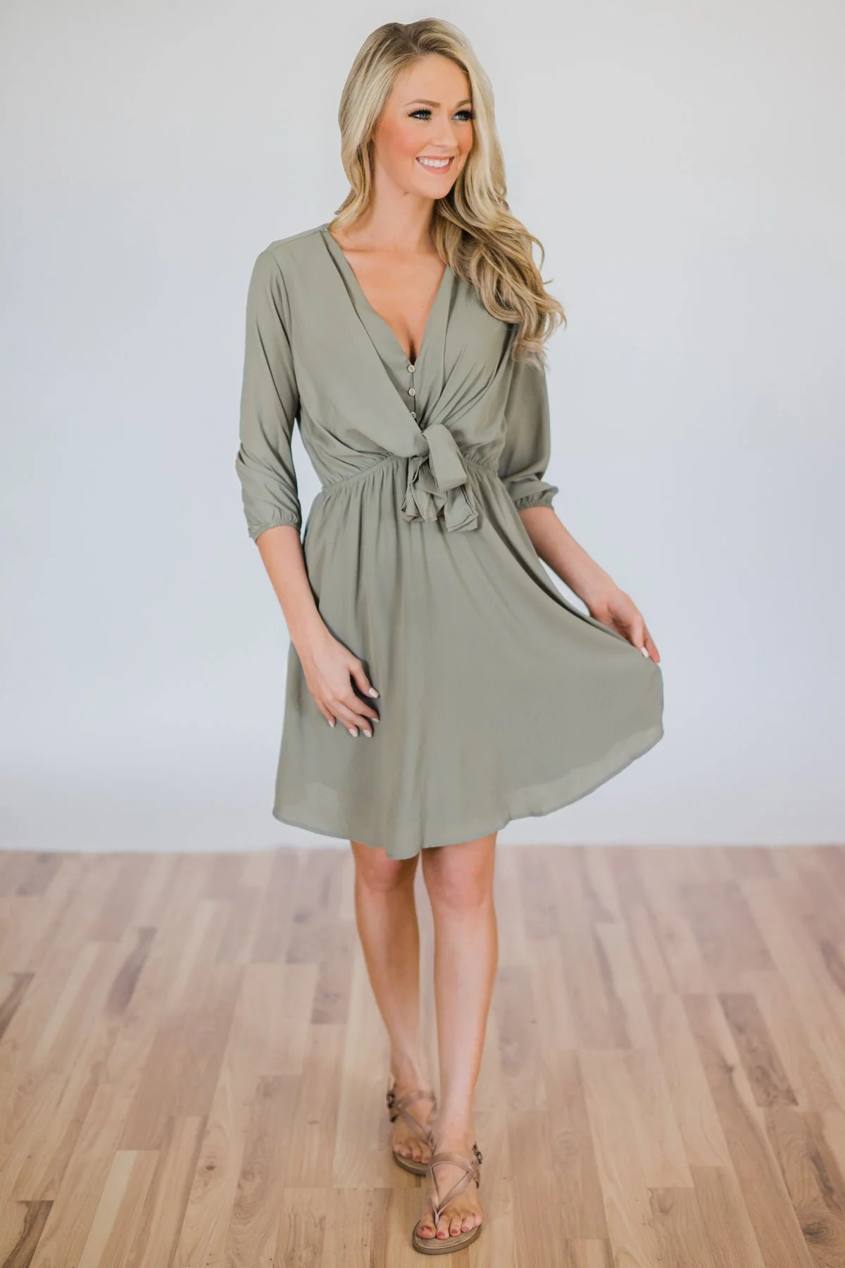 Calling Dibs Knot Dress- Sage Green - Image 4