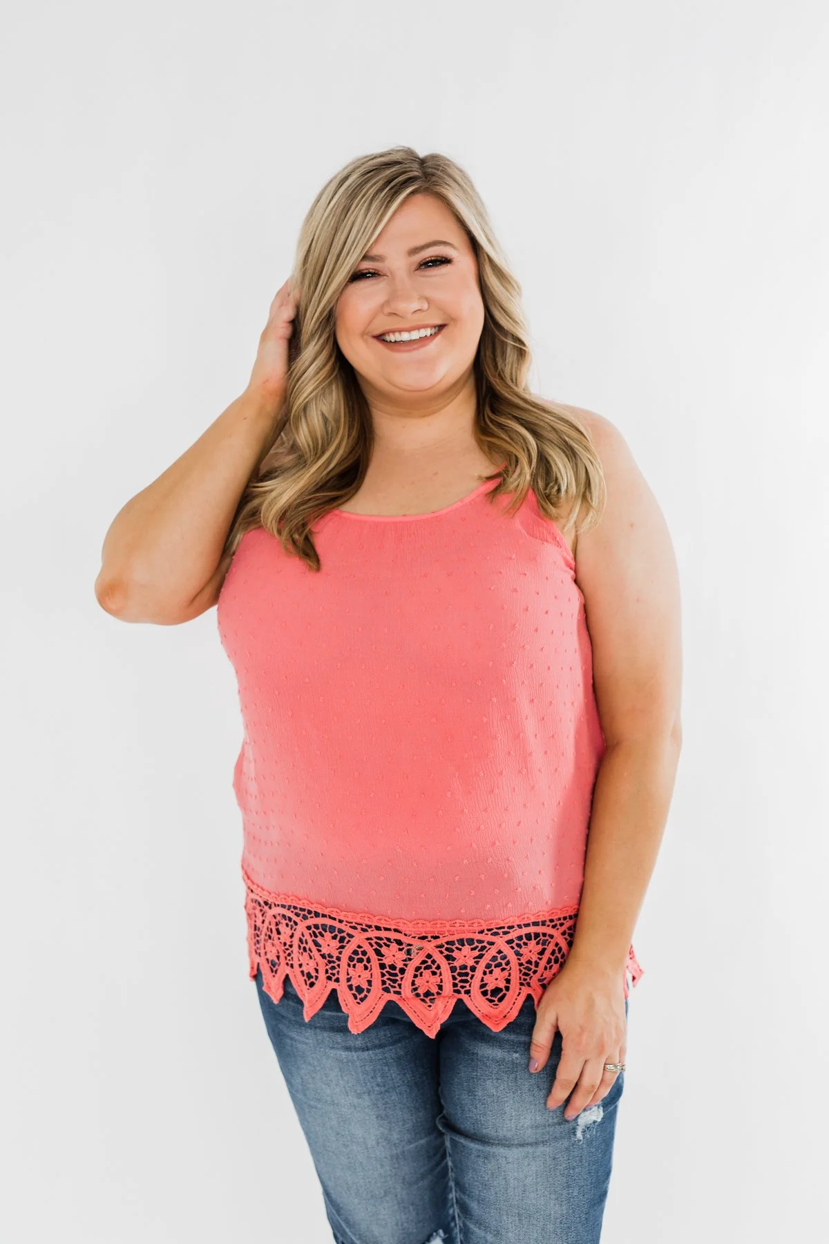 Calling My Name Crochet Tank Top- Coral - Image 6