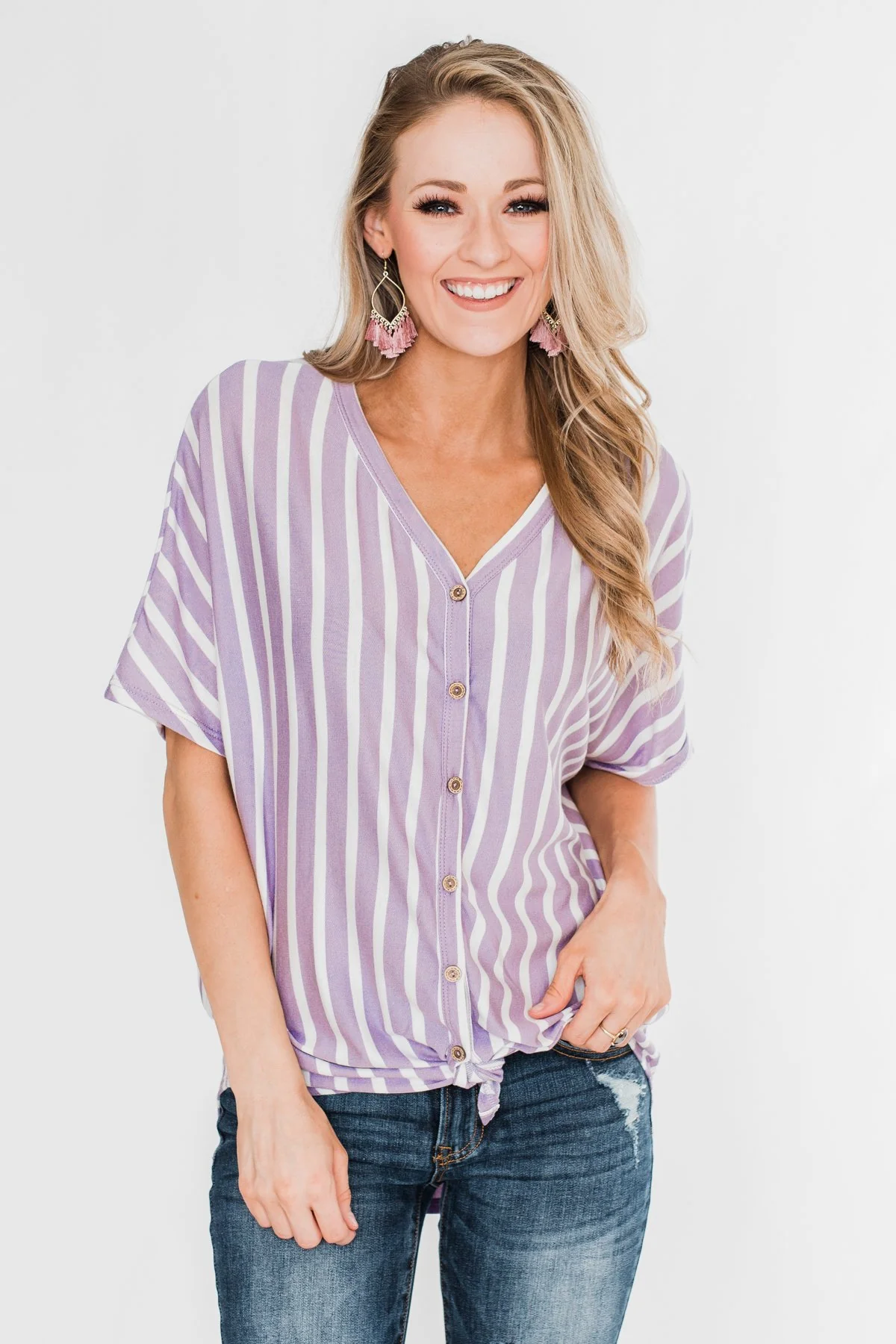 Calling The Shots Striped Dolman Top- Lavender - Image 3