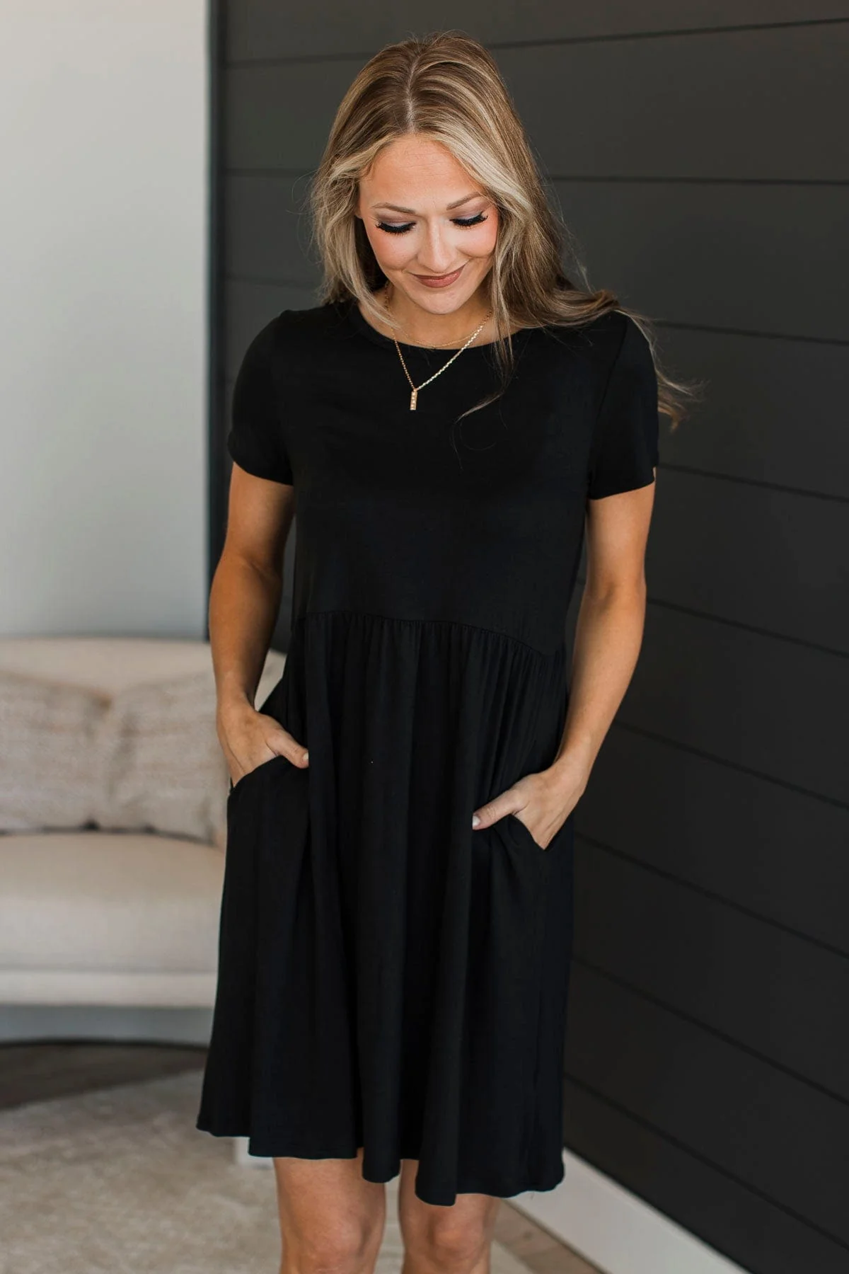 Calls For A Celebration Short Sleeve Dress- Black - Image 2