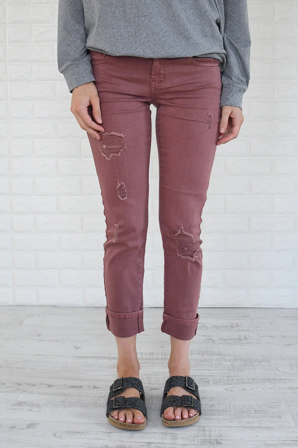 Calypso Jeans - The Boyfriend Effect Faded Maroon - Image 2