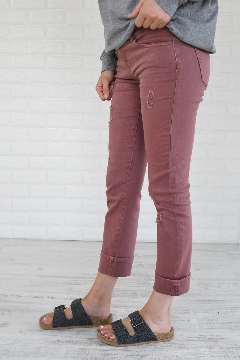 Calypso Jeans - The Boyfriend Effect Faded Maroon - Image 3