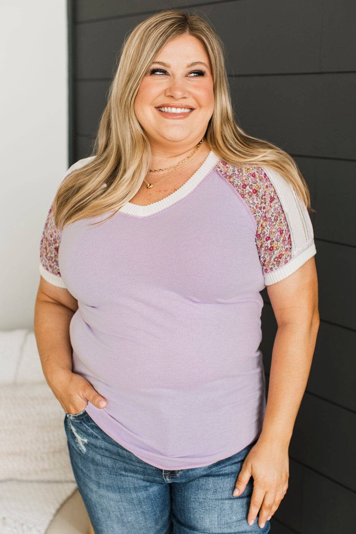 Came To Thrive Color Block Sleeve Top- Lilac