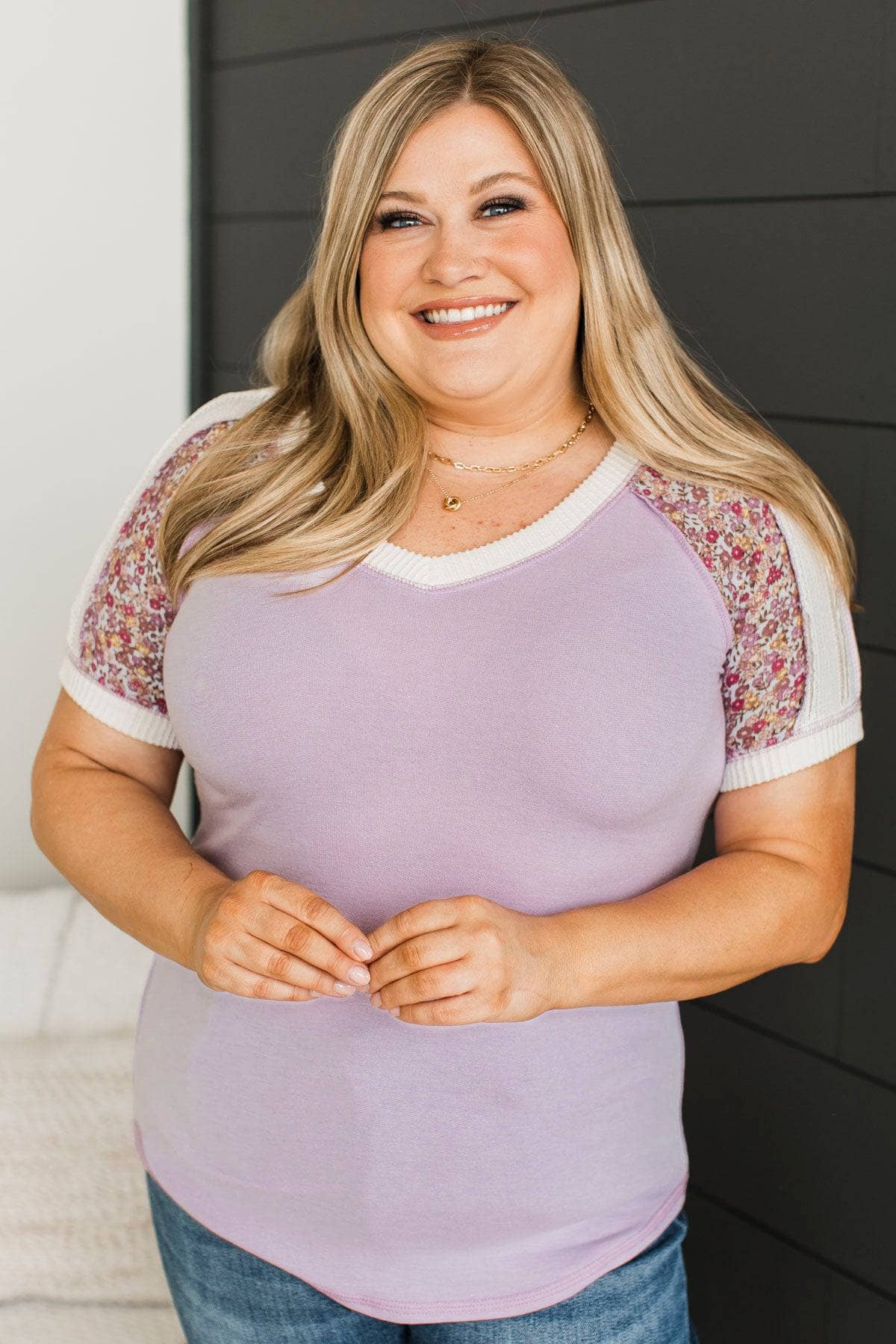 Came To Thrive Color Block Sleeve Top- Lilac - Image 3