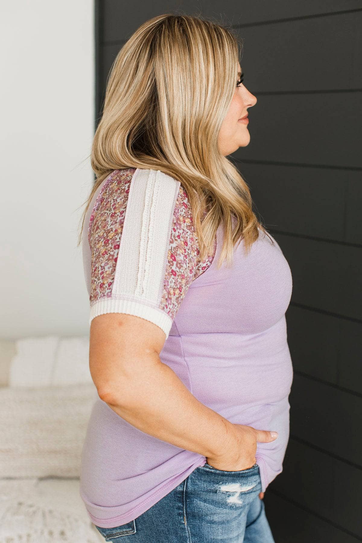 Came To Thrive Color Block Sleeve Top- Lilac - Image 5