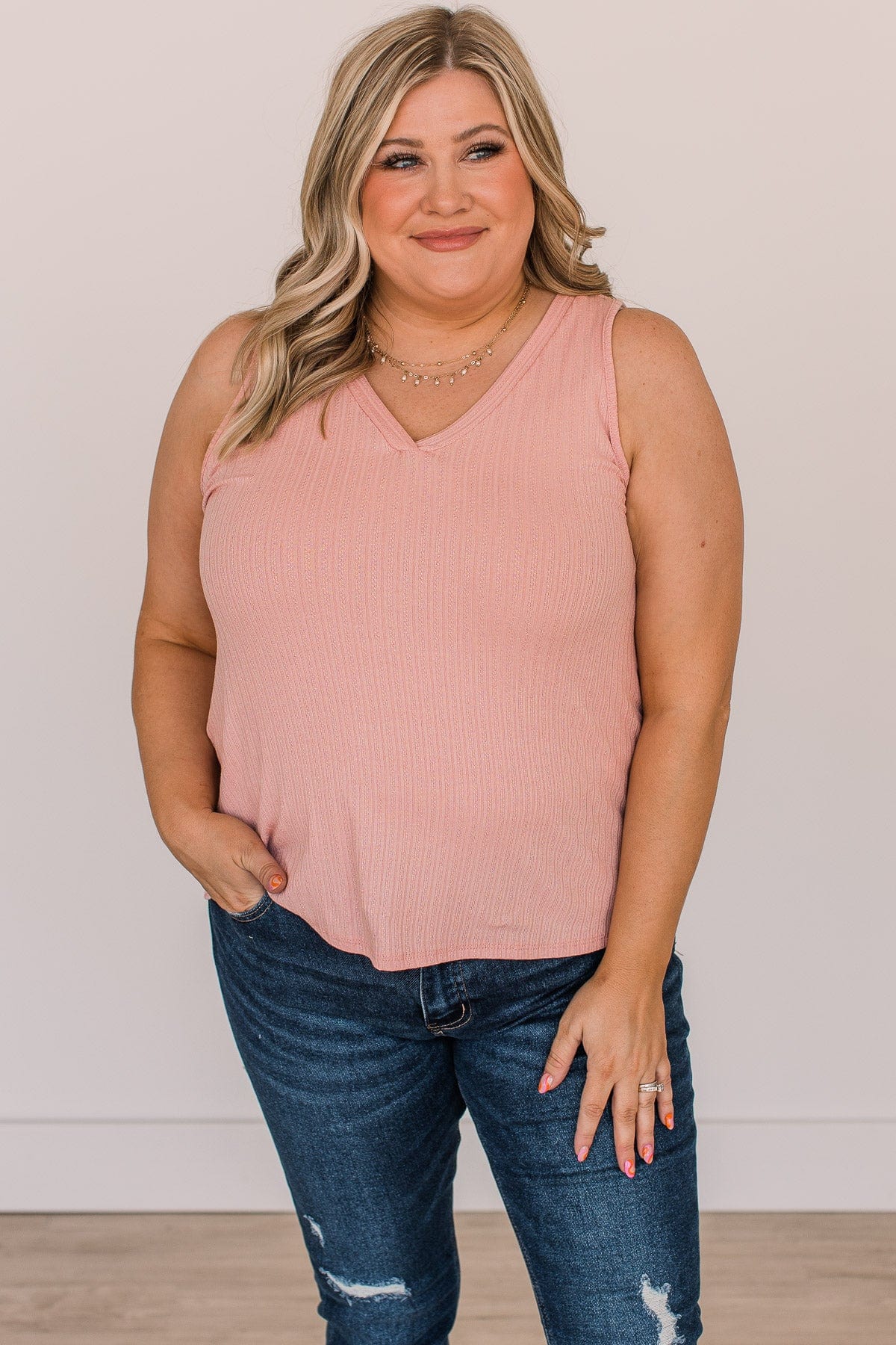 Came To Win V-Neck Tank- Blush - Image 4