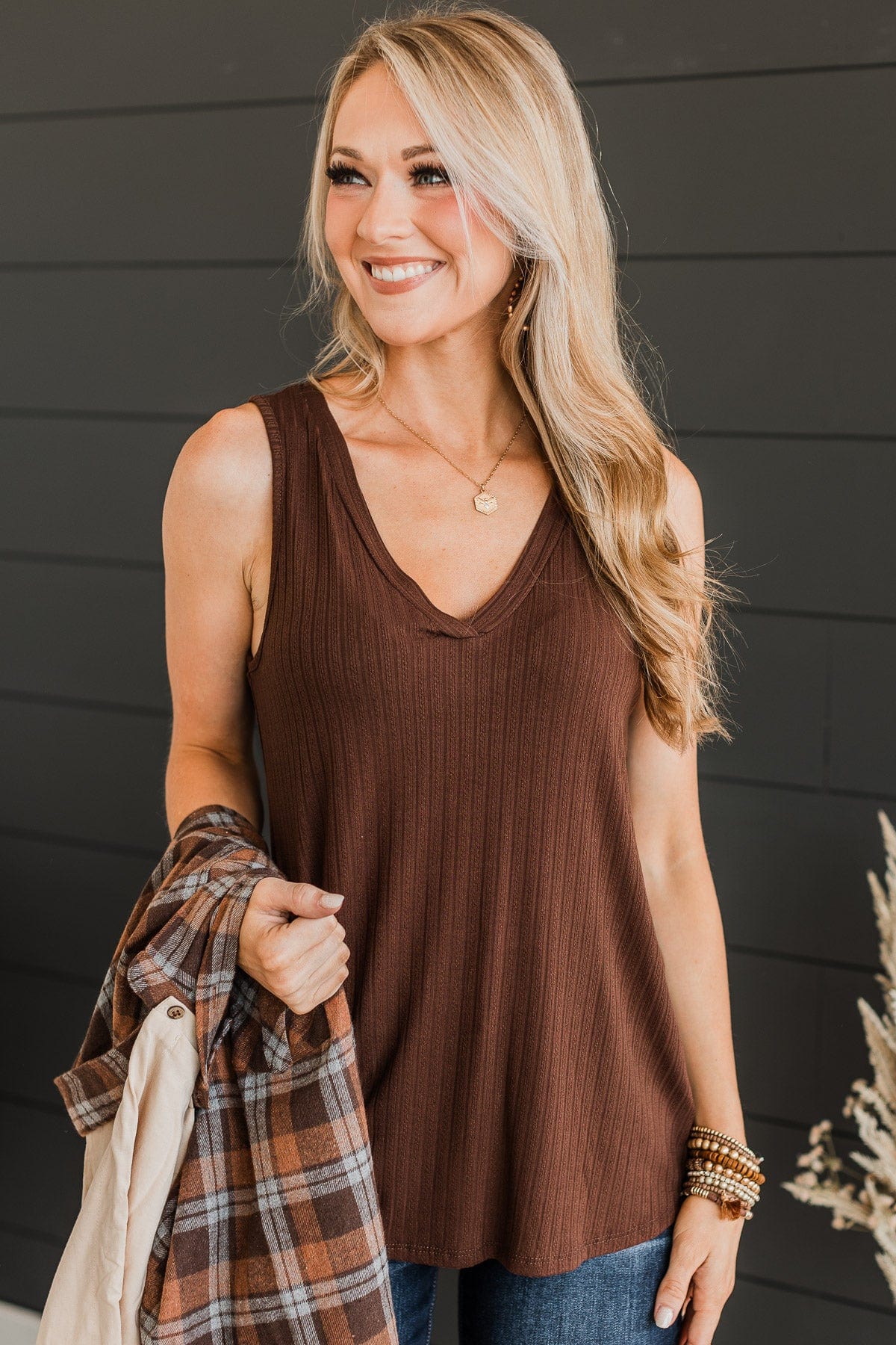 Came To Win V-Neck Tank- Brown - Image 3
