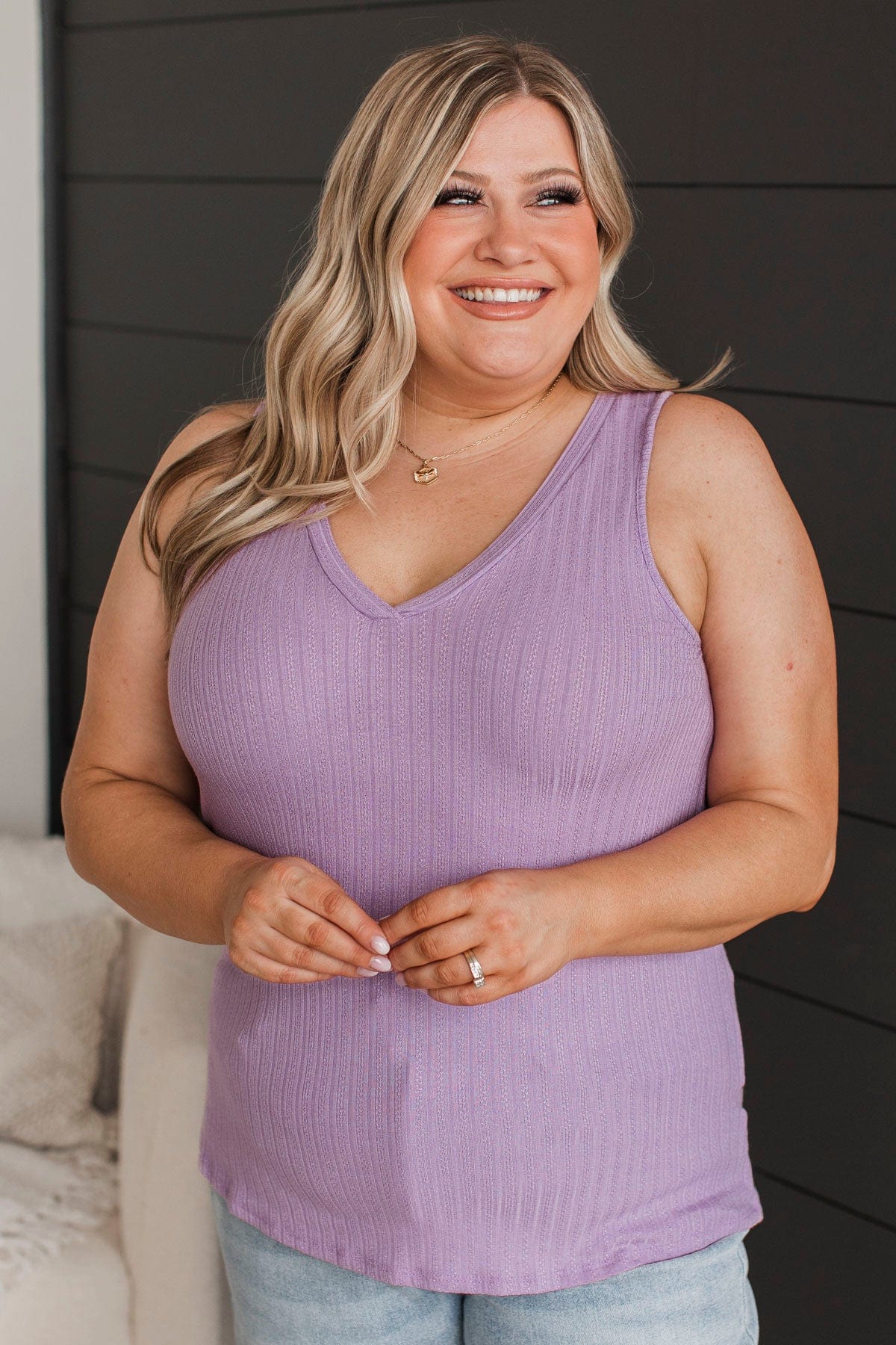 Came To Win V-Neck Tank- Lavender - Image 3