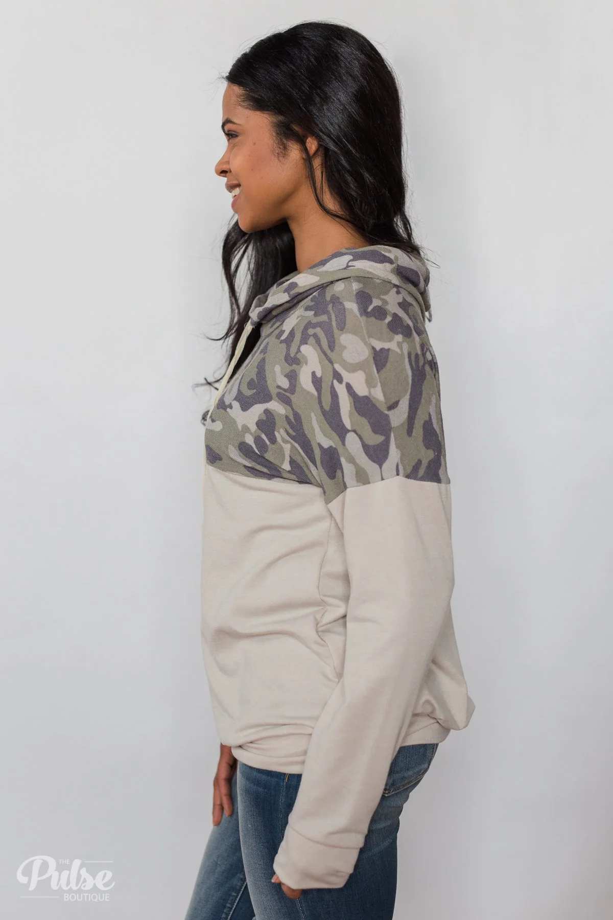 Risk I Will Take Camo Cowl Neck- Beige - Image 13