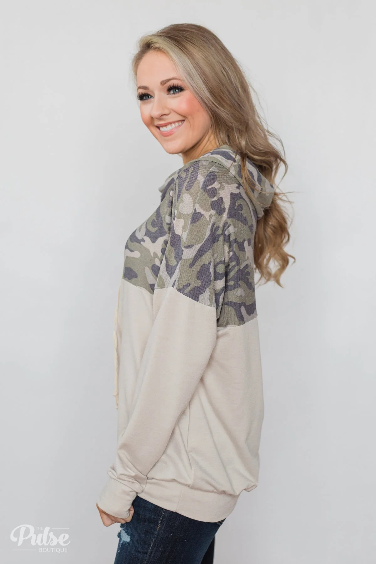 Risk I Will Take Camo Cowl Neck- Beige - Image 7