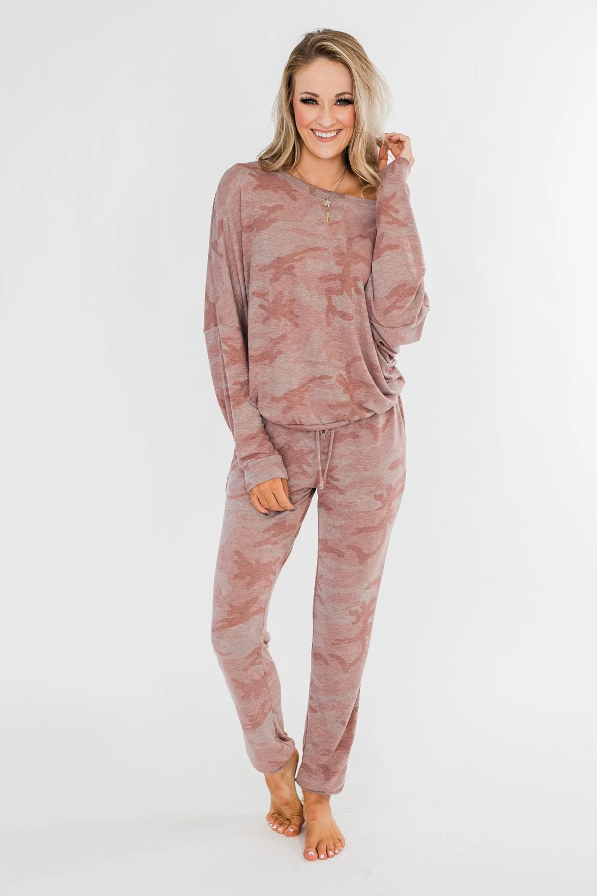 Camo Crew Neck Top- Pink & Grey - Image 3