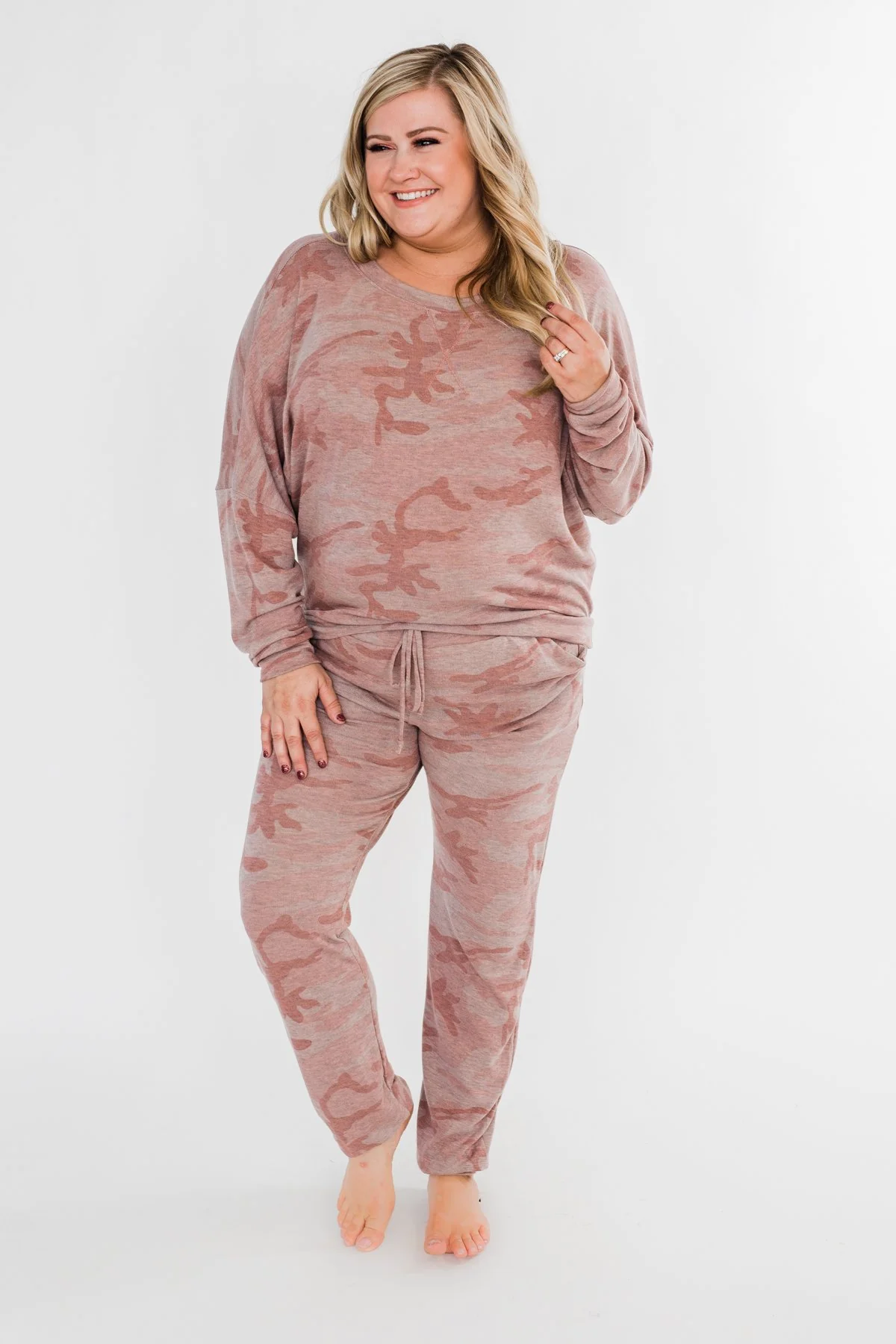 Camo Crew Neck Top- Pink & Grey - Image 4