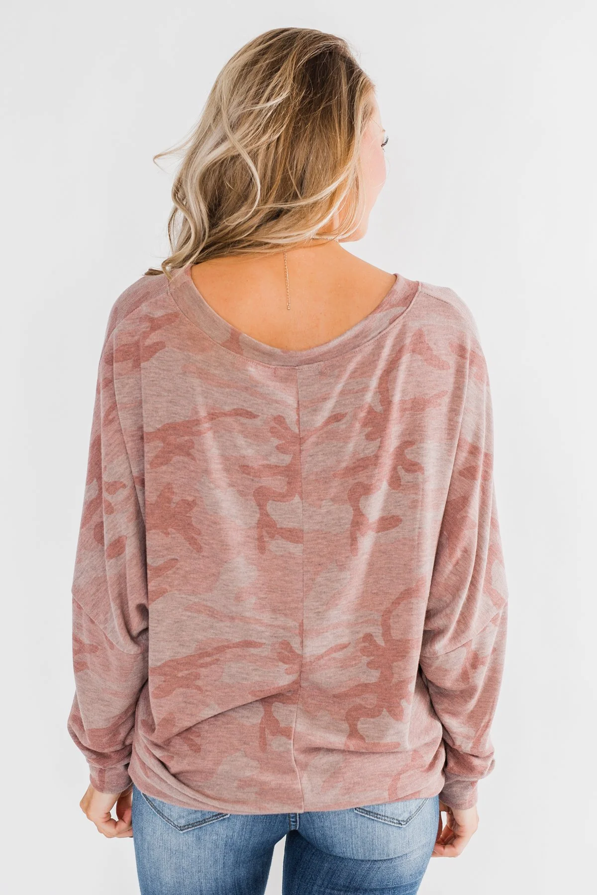 Camo Crew Neck Top- Pink & Grey - Image 9