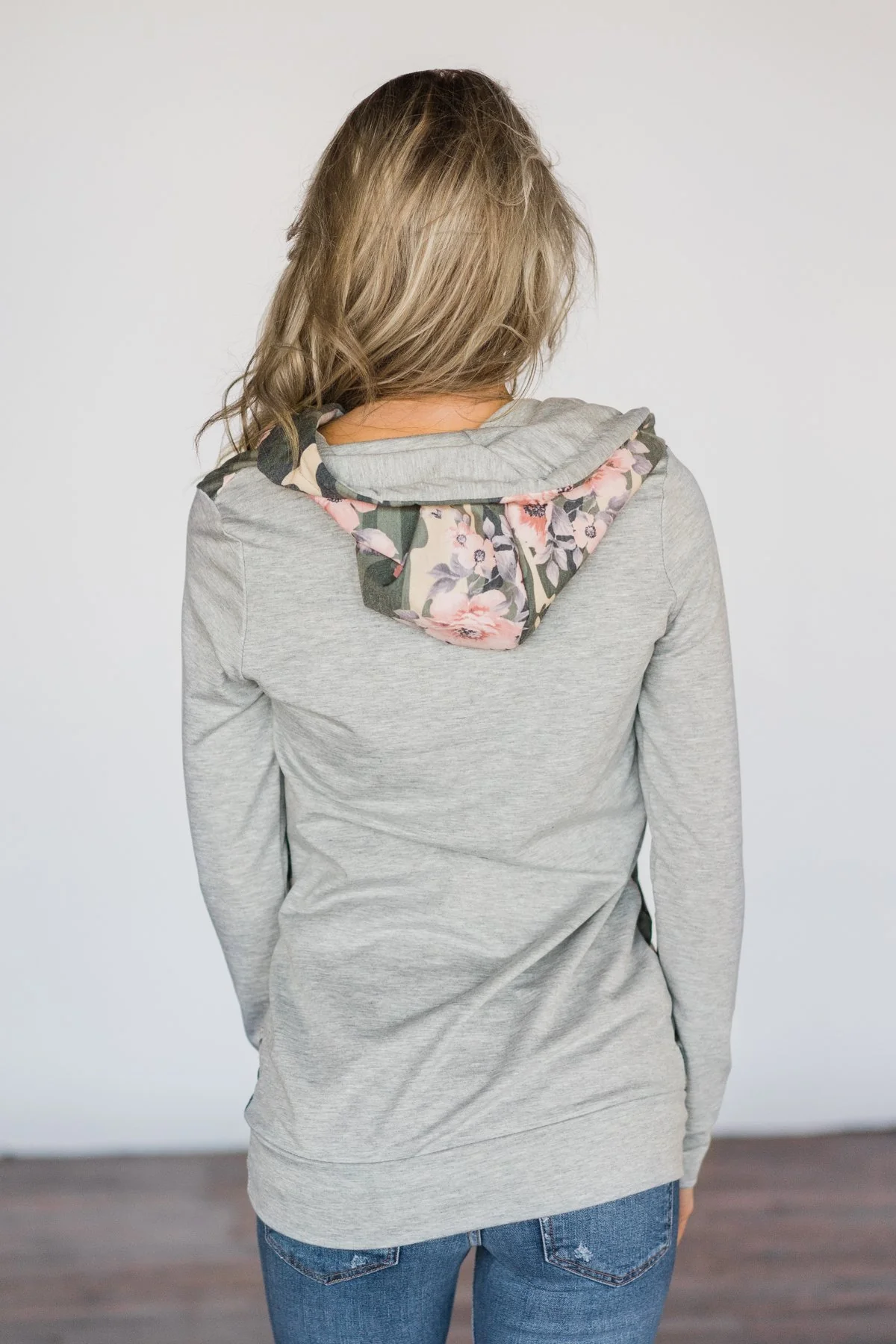 Camo & Floral Hoodie ~ Grey - Image 5