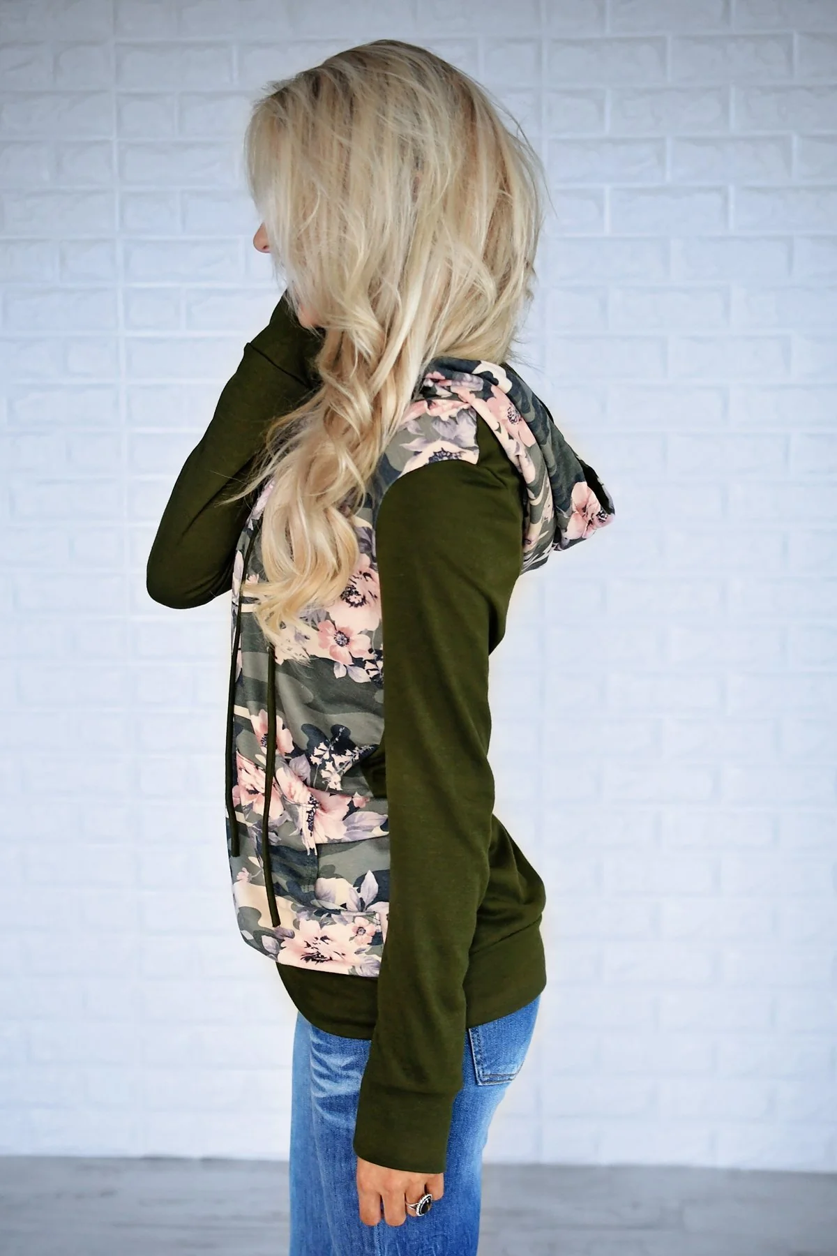 Camo & Floral Hoodie ~ Olive - Image 4