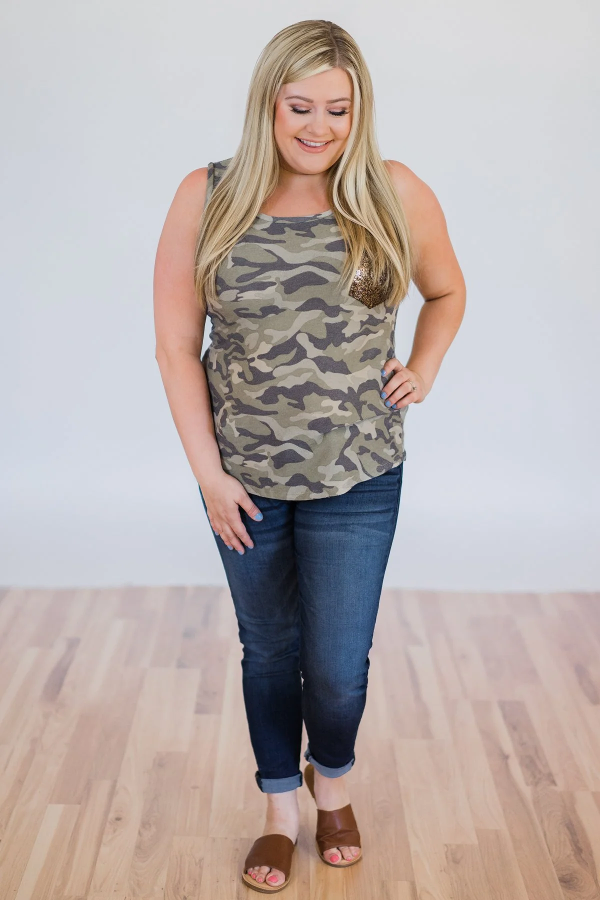 Camo Glam Pocket Tank Top - Image 7