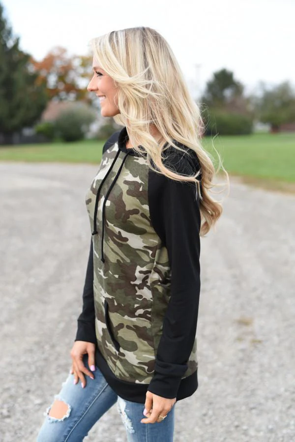 Camo Hoodie - Black - Image 5