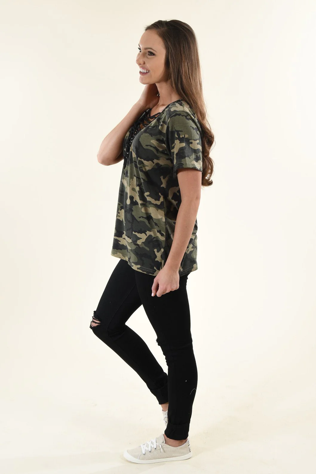 Camo Lace Up Top - Image 6