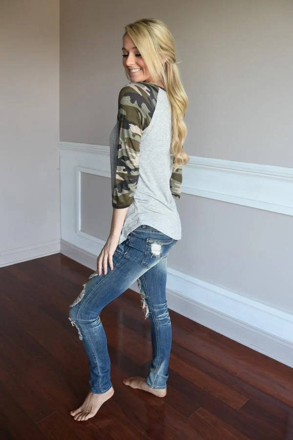 Camo Top - Grey - Image 5