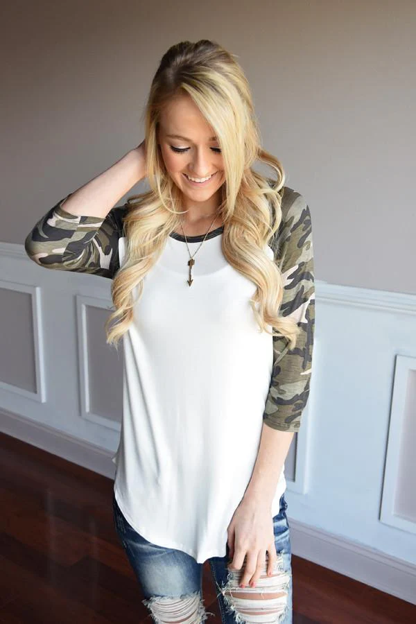 Camo Top - White - Image 3