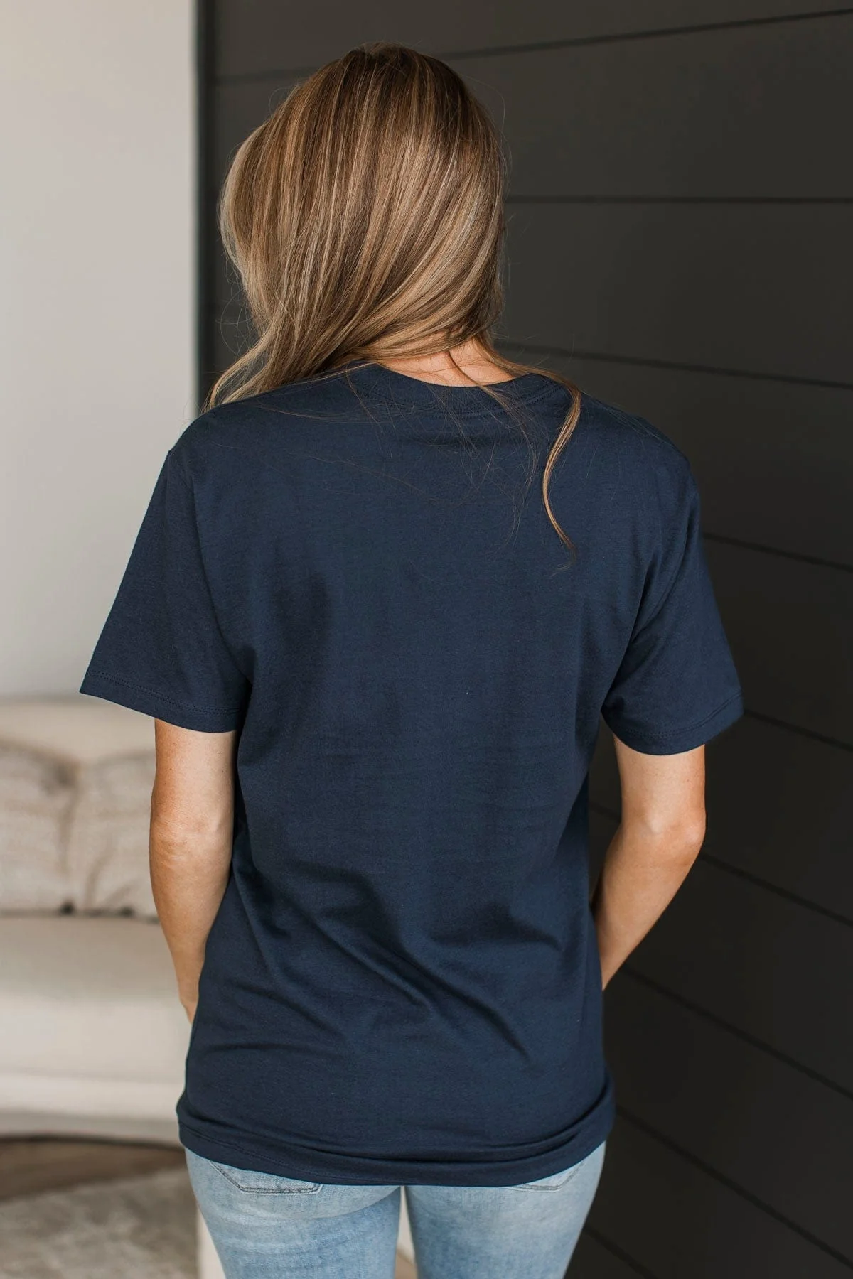 "Camp More, Worry Less" Graphic Tee- Navy - Image 7