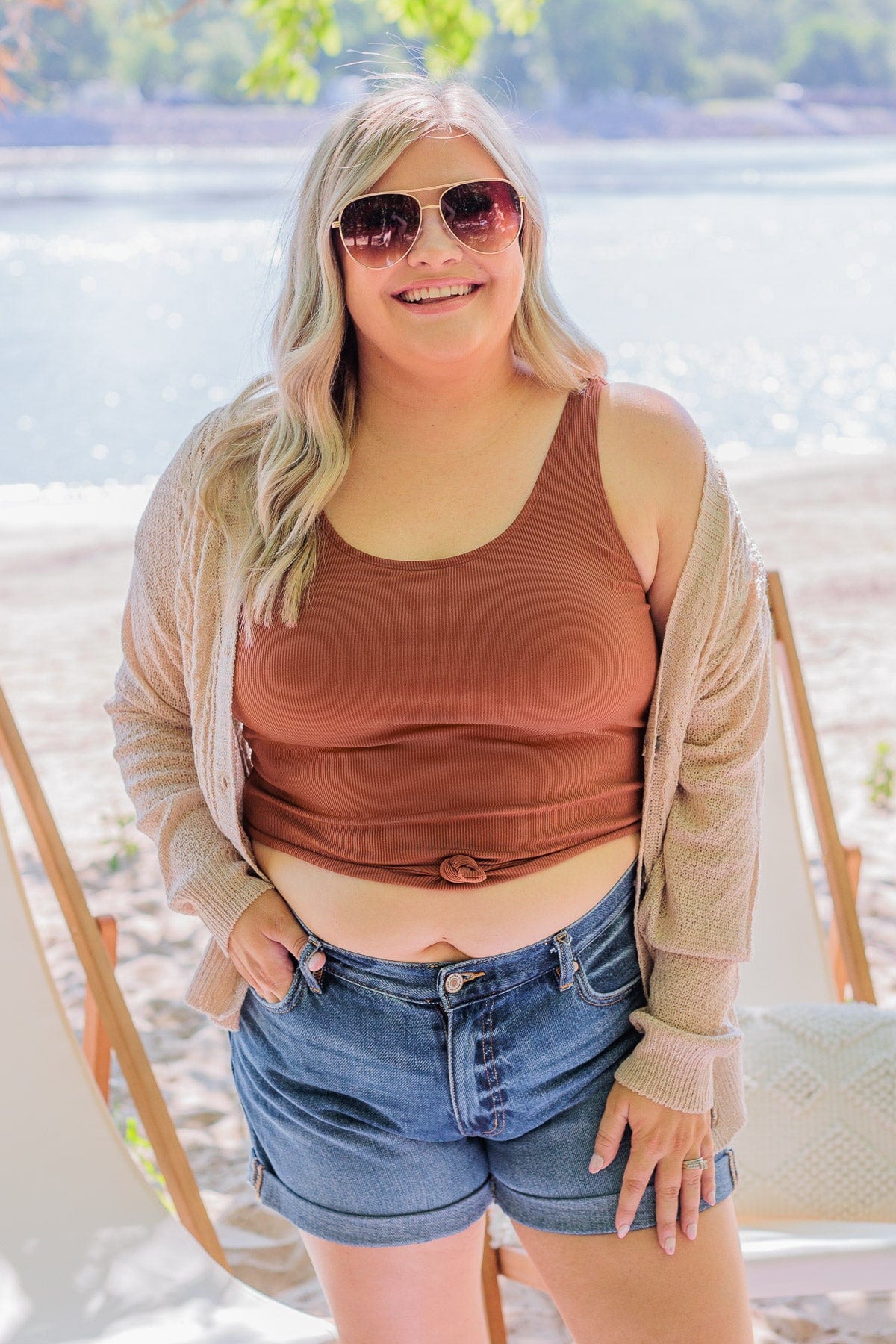 Campfire Cuddles Knit Button Cardigan- Beige - Image 12