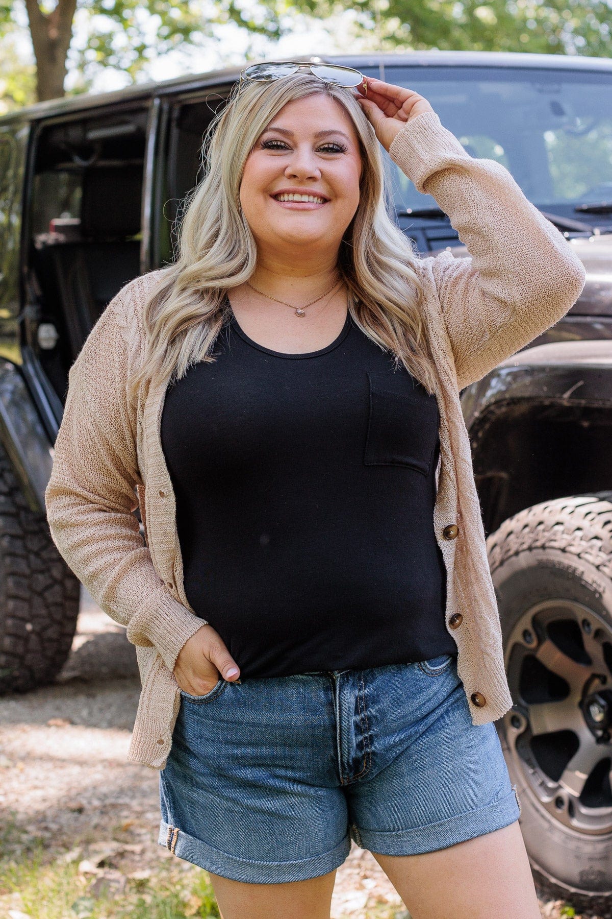 Campfire Cuddles Knit Button Cardigan- Beige - Image 2