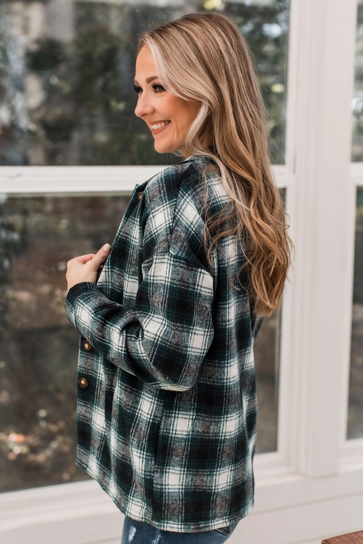 Campfire Nights Plaid Jacket- Black & Green - Image 8
