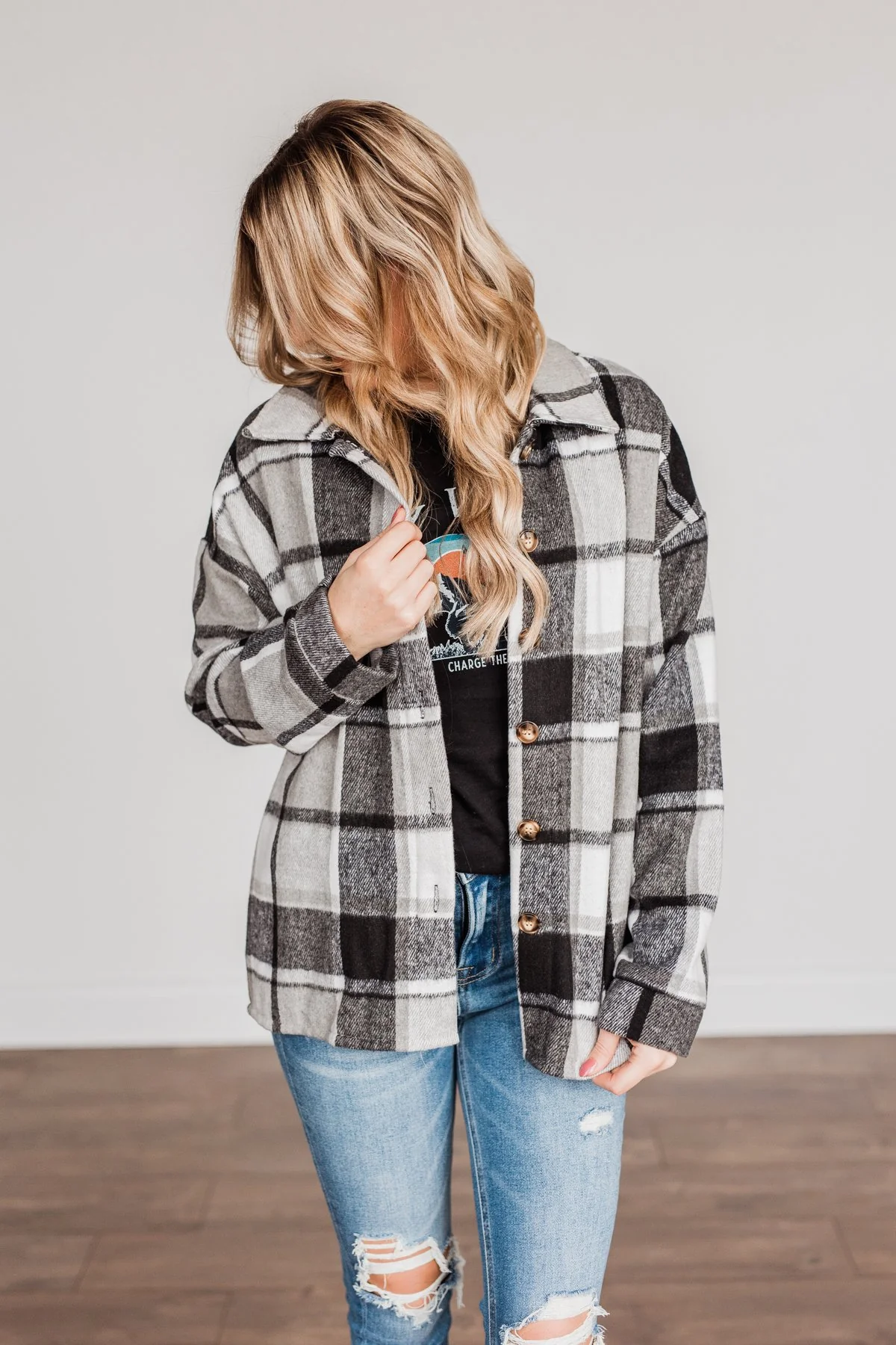 Campfire Nights Plaid Jacket- Black & Grey - Image 10