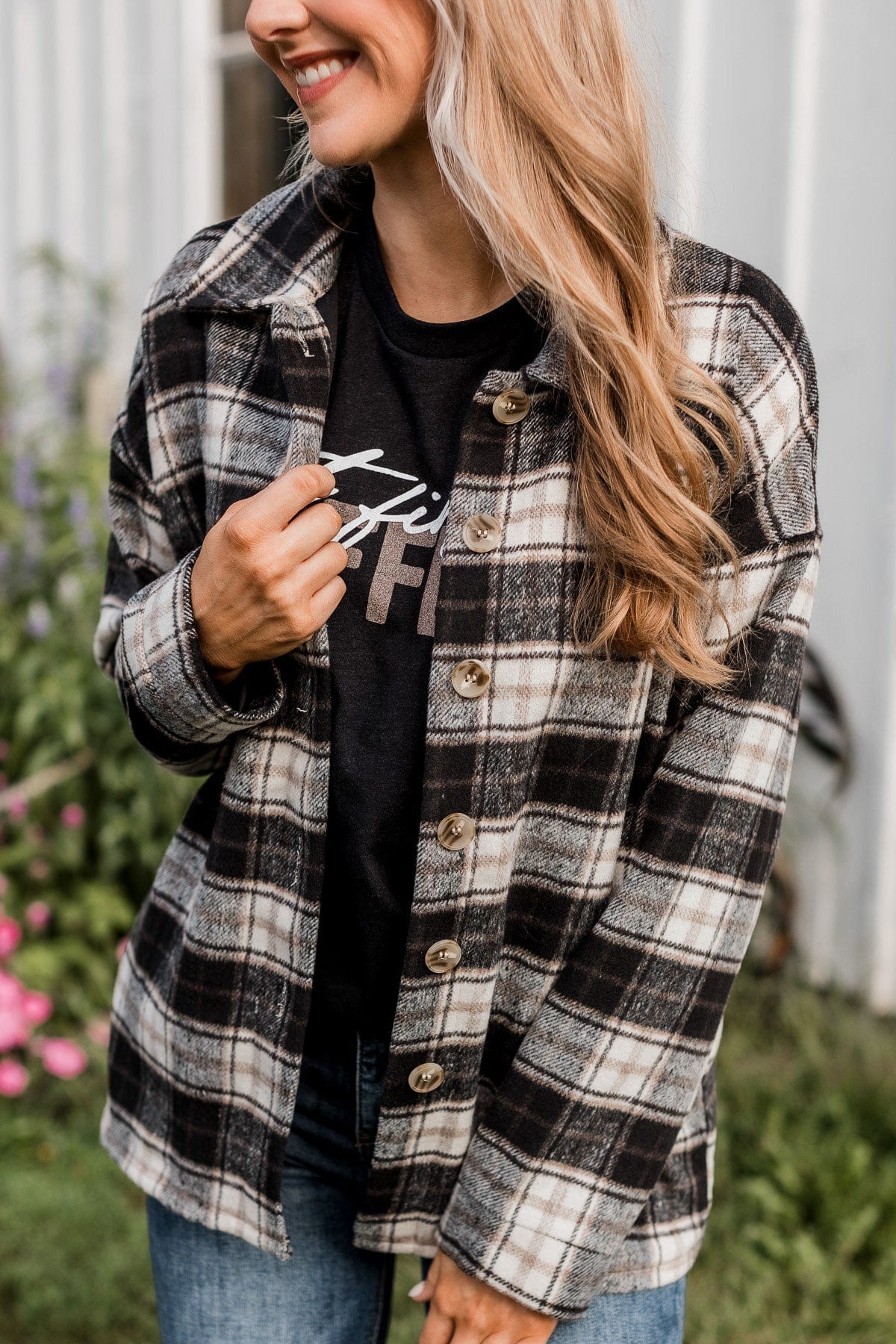 Campfire Nights Plaid Jacket- Black & Ivory - Image 2