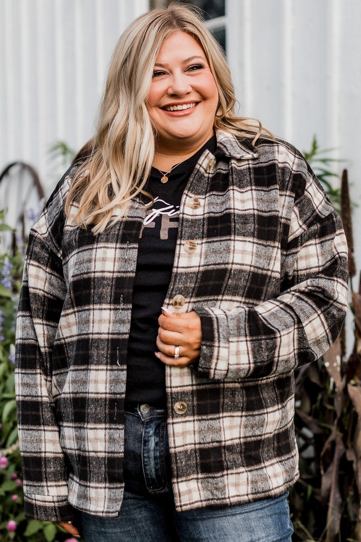 Campfire Nights Plaid Jacket- Black & Ivory - Image 5
