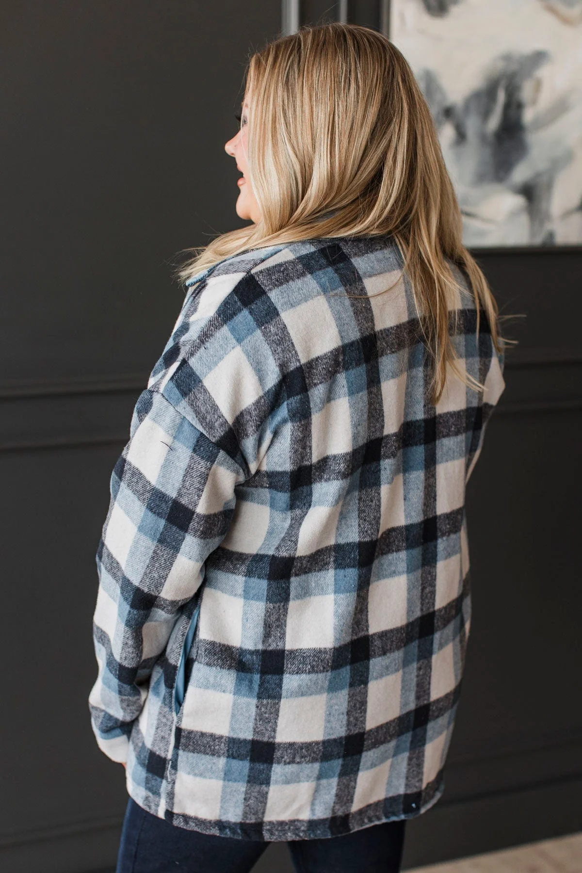 Campfire Nights Plaid Jacket- Blue - Image 6