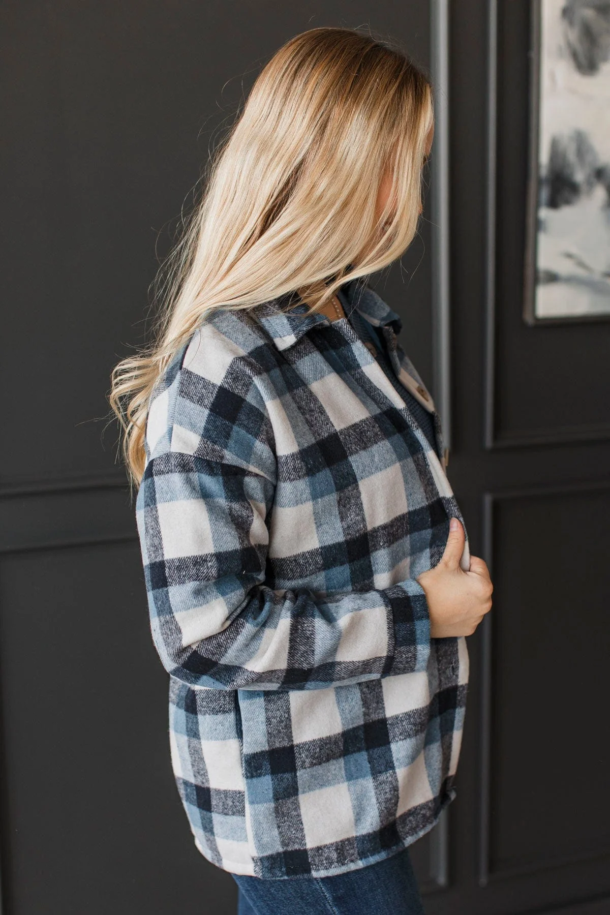 Campfire Nights Plaid Jacket- Blue - Image 7