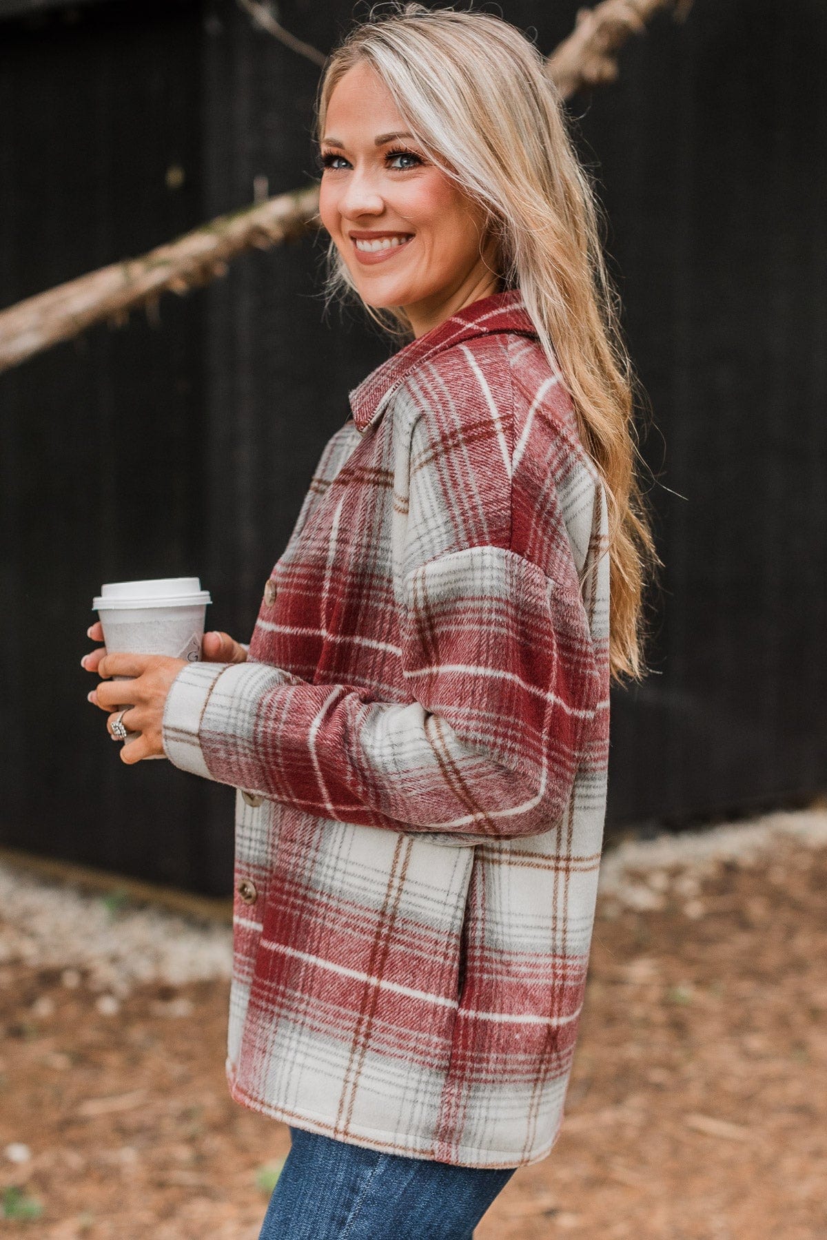 Campfire Nights Plaid Jacket- Brick - Image 2